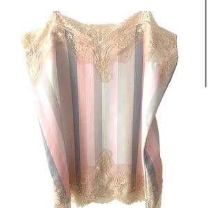 STORIA MEDIUM stunning vintage Pink Gray Vertical stripes cami